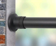 Tension Rod Shower Rail Curtain Poles Heavy Duty (Black, 210-310CM)