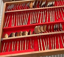 Vintage 1970s Thai Bronze Cutlery Set For 12