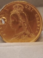 1892 Shield Back Half Sovereign Gold Coin -Queen Victoria - Damaged - Hole 