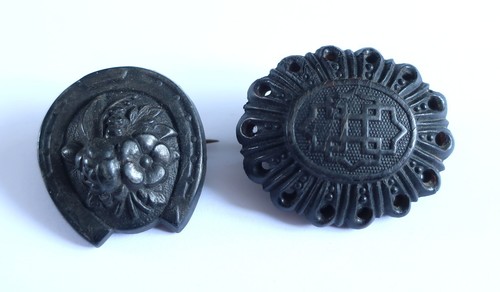 Antique jet pin brooches - antique,