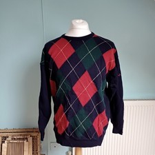 Vintage Retro Argyle Pringle Wool Jumper M Football Casual Dresser 80s