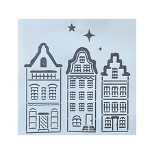 Reusable Stencil Christmas 3 Houses  DIY Holiday Drawing Decoration