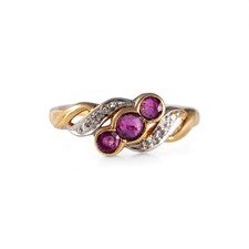Vintage Ruby Diamond Ring 9ct