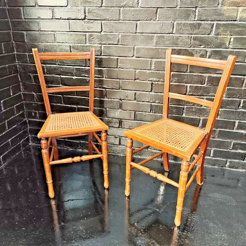 Pair antique wooden dining - wooden,