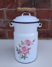 Vintage Enamel Milk Churn Floral Design Made in Poland