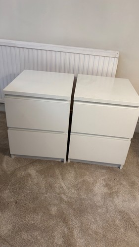 Ikea malm drawers white pair - white,