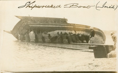 Shipwrecked boat postcard - boat,