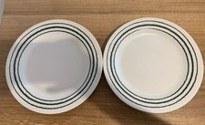Habitat Lines Stoneware Matt Cream Dinner Plates - 28cm Dia Set of 2 VGC 