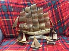 Vintage Horn Sailing Ships Collection 1 Large & 3 Small