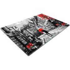 Glass Chopping Board Worktop Saver Kitchen Cutting Utensil | Vintage Red Street