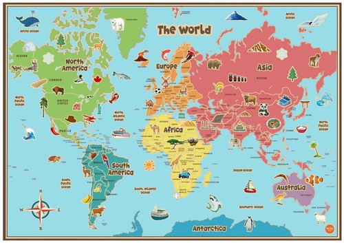 Kids animal map the - animal, of