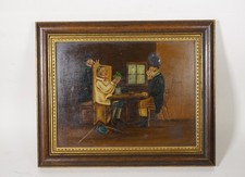 Antique American Folk Art Oil Painting – Card Players with Cheater – Framed 🇺🇸