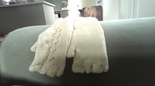1 PAIR FINGERLESS MITTS CREAM MEDIUM SIZE 100% ALPACA HAND KNITTED