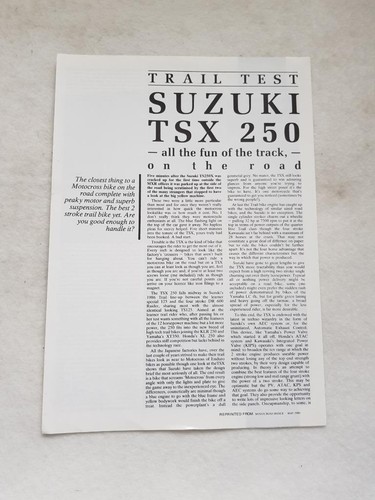 Suzuki tsx250 test motorcycle - test,