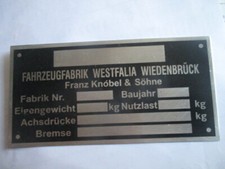 Nameplate Westfalia Works