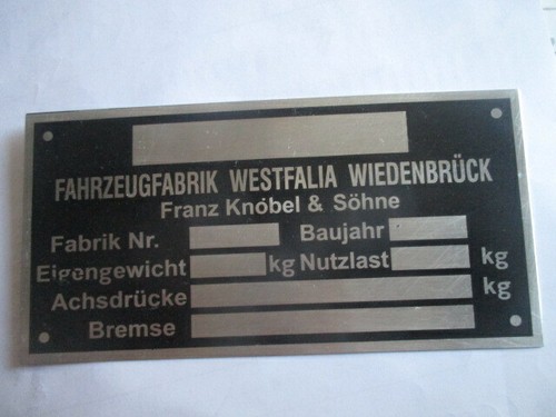 Nameplate westfalia works - nameplate,