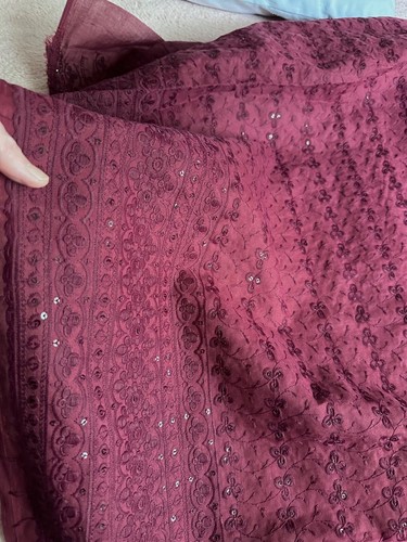 Embroidered burgundy cotton - burgundy,