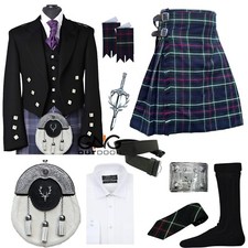 Men's Prince Charlie 10 PCS Scottish Outfit Traditional Wedding kilt set