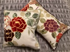 2 Jane Churchill Embroidered Linen Cushion Covers
