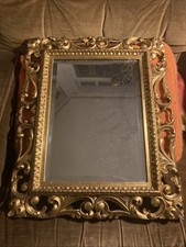 Vintage Rectangular Gilt Frame Wall Mirror 