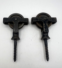 Set of 2 x Victorian Antique Iron Pulley Wheels from overhead clothes airer
