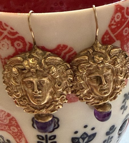 Gold plated and amethyst - and,