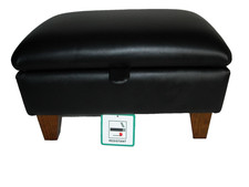 BLACK FAUX LEATHER FOOTSTOOL