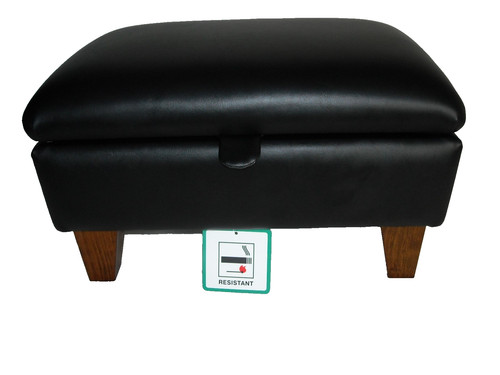 Black faux leather footstool - faux,