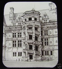 GWW Glass Magic Lantern Slide SPIRAL STAIRCASE BLOIS CASTLE C1890 FRANCE 