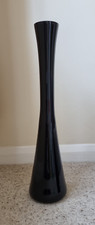 Tall Glossy Black Glass Floor Vase 50 cm