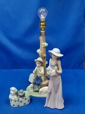 NAO LLADRO Bundle - Shepherd boy lamp, Lady with a Dog, Two Dogs in a Basket