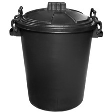 50L Plastic Black Bin with Lid