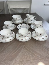 Royal Adderley 19 Piece Tea Set Pink Roses Floral Design Gold Gilded Vgc