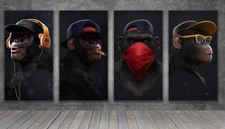 Banksy 3 Wise Swag Monkeys POSTER CANVAS PAINTING ART PRINT WALL  STREET  1265