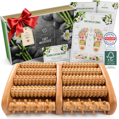 Wooden foot massager roller - wooden,