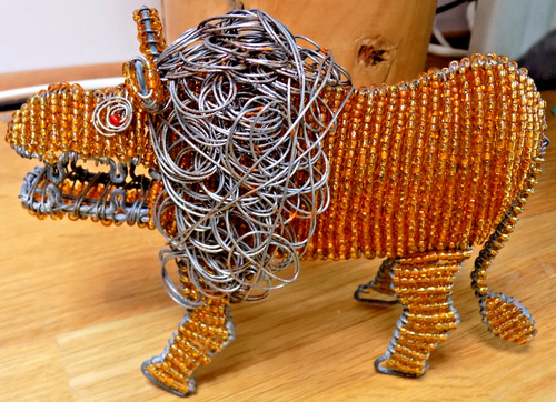 Vintage lion wired - lion, sculpture