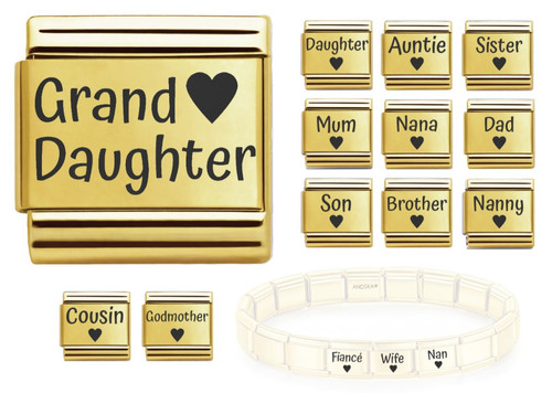 Gold family italian charm - italian, 9mm