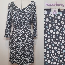 Pepperberry Tunic Top Jersey Short Dress Black Floral Sz 10 Really Super Curvy 
