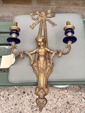 PAIR of Louis XVI Style Cherub Wall Scone Candle Holder Candelabra Electric 