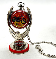 Harley Davidson Billy Bike Pocket Watch And Eagle Stand Franklin Mint 1998