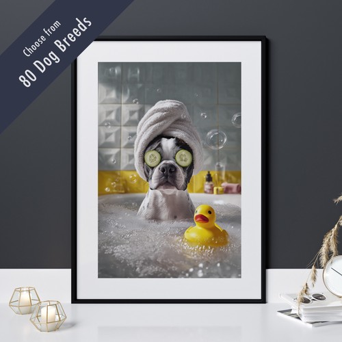 Funny dog bath - print, –