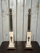 A Pair of Neo Classical Lamp Table Lamps Bedroom Lamps Brass and Marble Vintage