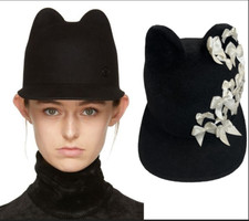 Maison Michel Jamie Ears BLACK Hat with Ribbons Limited edition Margiela