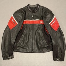 Berik Leather Motorcycle Jacket Mens EU 56 UK XL Black Red Motorbike Biker