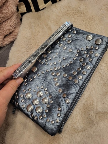 River island silver clutch - river,