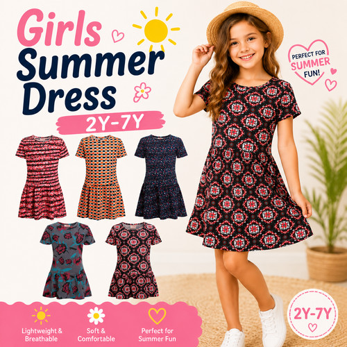 Girls summer dress 100 cotton - summer, 100%