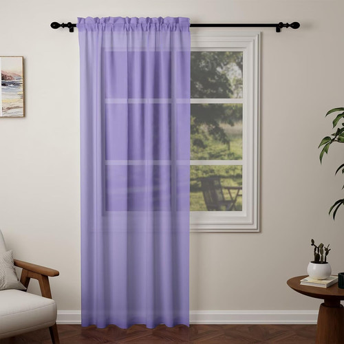 Purple voile curtains drop - curtains,
