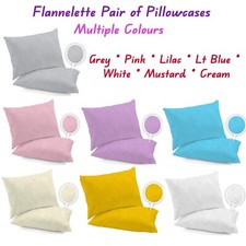 Flannelette Pair of Pillowcases 100% Brushed Cotton Thermal Pillow Cover 75x50cm
