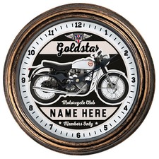 Personalised Motorcycle Clock Goldstar BSA Round Hanging Wall Biker Gift MBC02