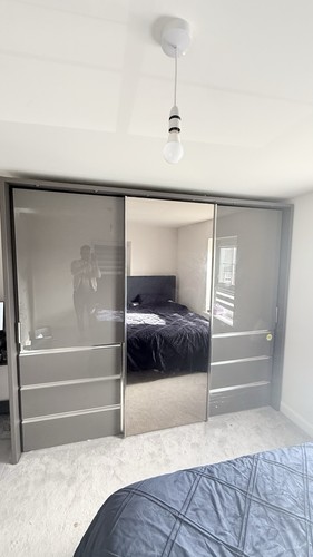 Modern grey sliding - sliding, mirror